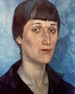 Portrét Anny Achmatovové, ruské básnířky od Kuzma Sergeevich Petrov Vodkin