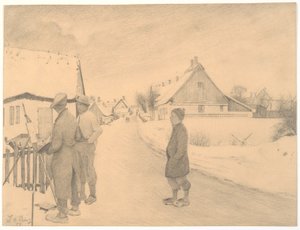 Malíř ve vesnici od Laurits Andersen Ring