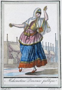 Mohamedánský tanečník pro veřejnost – v „“Encyclopédie des voyages”” od J. Grasset St Sauveur, ed. Deroy, Paříž od L.F. Labrousse