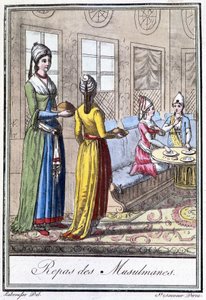 Muslim Meal - v “”Encyklopedie cestování”” od J. Grasset St Sauveur, ed. Deroy, Paříž od L.F. Labrousse