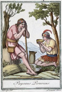 Perudian Peasants - in “”Encyclopedia of Travels”” od J. Grasset St Sauveur, ed. Paříž od L.F. Labrousse
