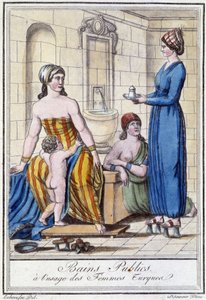 Veřejné lázně pro použití tureckých žen - v “”Encyklopedie cest”” od J. Grasset St Sauveur, Deroy, Paříž od L.F. Labrousse