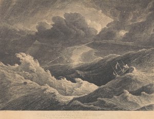 Z náčrtku z roku 1804, který vznikl během bouře mezi Madagaskarem a mysem Dobré naděje, v níž byla zcela ztracena indická loď "Prince of Wales", asi 1804 (lept). od L. Hastings
