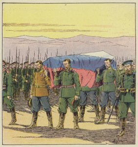 Pohřeb ruských raněných po bitvě u Vafangou od L. Malespine