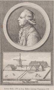 Mlýn Dybbøl, 1792, a jeho mlynář Lorenz Claussen, 1790 od L. Nissen