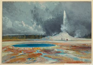 Tisk, Castle Geyser, Horní povodí gejzírů, Yellowstonský národní park od L. Prang and Company