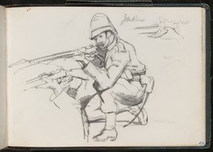 ?Jenkins? klečet k ohni, 1879 od Lady Butler
