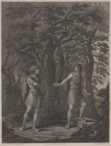 Ilustrace z "Palamon and Arcite", tisk vytvořil Francesco Bartolozzi 1797 (tečkovaná rytina) od Lady Diana (after) Beauclerk