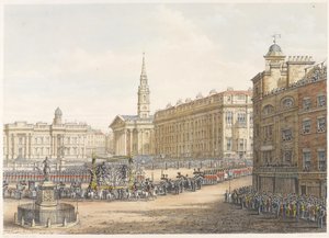 Pohřební vůz a průvod na státním pohřbu vévody z Wellingtonu kolem Mansion House 18. listopadu 1852 od Lady Emily Drummond