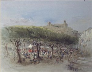 Trh, Cannes (akvarel) od Lady Honoria Cadogan