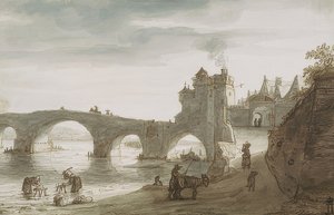 Most přes Loiru v Amboise. 40. léta 17. století
