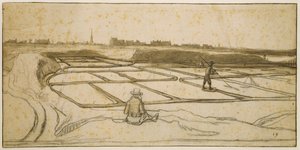 Těžba soli v Le Croisic, 1645 (křída, pero a štětec na papíře) od Lambert Doomer