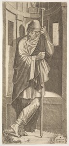 Svatý Jakub Major opřený o tyč před výklenkem, levou nohu zkříženou přes pravou, z..., 1545. od Lambert Suavius