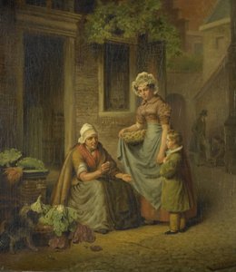 Žena prodávající zeleninu od Lambertus Johannes Hansen