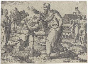 Filipem křest etiopského eunucha Scény z knihy Skutků (název série) od Lambertus Suavius (attributed to)