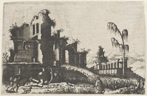 Landschap potkal bekrövde ruïnes en cestovatele Kresby ruin různých výrobců velmi užitečné pro malíře a další umělce tohoto druhu (název série)