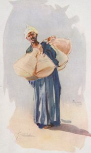 Lidé Egypta: Prodavač džbánů, Baia Ballassi (barevná litografie) od Lance Thackeray
