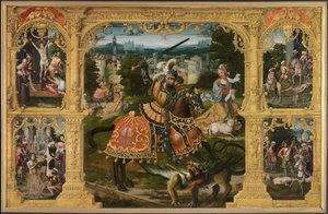 Legenda o sv. Jiří (olej na desce) od Lancelot (school of) Blondeel