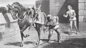 Jeho matka poslala Garethovi krásného koně a krásnou zbroj (litografie). od Lancelot Speed