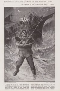 Záchranný přístroj při práci na pobřeží Norfolku (litho)