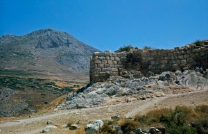 Hradby akropole: místo starověkého města Mycenes, na Peloponésu (1500-1100 př.nl) Řecko