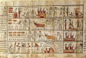 Zemědělské scény, detail z Knihy mrtvých Tsekhons (papyrus)