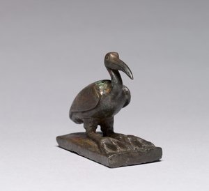 Ibis, 664-30 př.nl (bronz, masivní odlitek, s vykládáním bohatým na zlato) od Late Period Egyptian