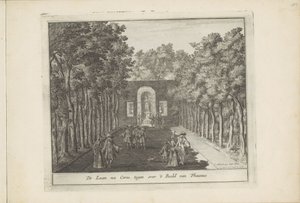 Avenue a socha Ceres v zahradách paláce Het Loo Laan na Ceres, naproti soše Phauna (název na objektu) Dutch Field Splendor, Of ​​
