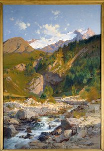Tok má Chavalchere, ledovec Tabuchet a krajinu pohoří Meije. Obraz Laurenta Guetala (1841-1892) 1888 Grenoble, Musee des Beaux Arts od Laurent Guétal