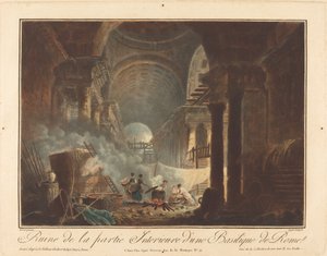 Zřícenina vnitřní části baziliky v Římě od Laurent Guyot after Hubert Robert