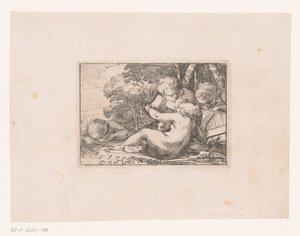 Bacchanal s opilým putti od Laurent de La Hire