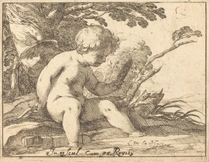 Cupid při pohledu do zrcadla od Laurent de la Hyre