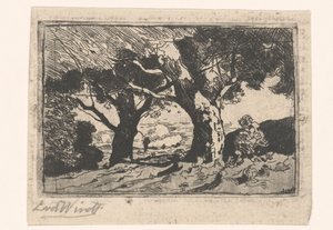 Krajina se dvěma velkými stromy od Laurent van der Windt (signed by artist)