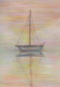 P-Town , 2025 (barevná tužka na tónovaném papíře)