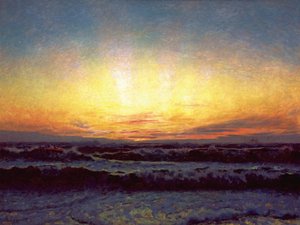 Severní moře za bouřlivého počasí. Po západu slunce. Højen od Laurits Regner Tuxen