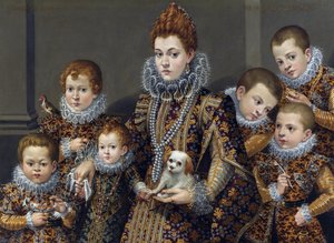 Portrét Bianca degli Utili Maselli se svými šesti dětmi, c. 1605 (olej na plátně)