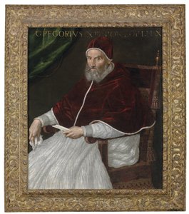 Portrét papeže Řehoře XIII., tříčtvrteční, sedící od Lavinia Fontana