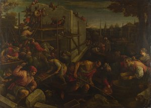 Babylonská věž, ca. 1600 od Leandro Bassano