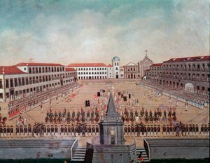Vojenská přehlídka na Královském náměstí v Rio de Janeiru v Brazílii Akvarel od Leandra Joaquima (1738-1798) Rio de Janeiro z 18. století, Národní historické muzeum od Leandro Joachim