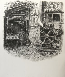 Eel Pie Textures, 2016, (uhlí na papíře) od Lee Campbell