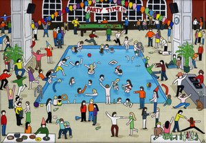 Party Time, 2015, (akryl a tuš na plátně)