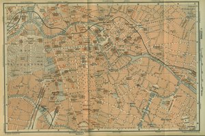 Mapa Berlínského centra, z cestovního průvodce Baedeker