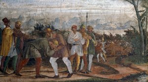 Kohtaus tuhlaajapojan elämästä, kirjoittaja Lelio Orsi (1511-1587), Rocca di Novellara, Emilia-Romagna, Italia