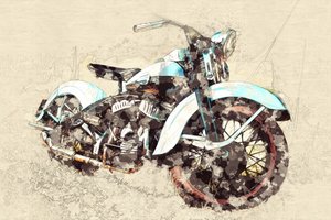 Malba klasického motocyklu od Lembayung senja studio [Vintage Poster]