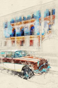 Náčrt klasického vozu Havana od Lembayung senja studio [Vintage Poster]