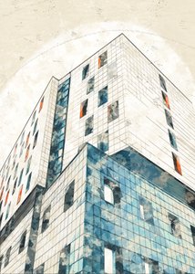 Skica městské architektury od Lembayung senja studio [Vintage Poster]