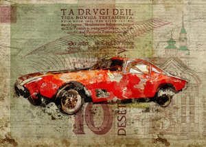 Retro červené sportovní auto od Lembayung senja studio [Vintage Poster]