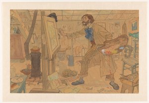 Ateliér moderního malíře (původní název na objektu) od Leo Gestel (signed by artist)