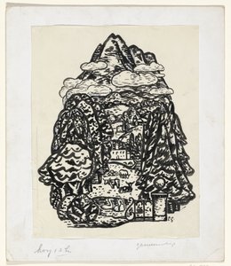 Horská krajina se stromy a dobytkem od Leo Gestel (signed by artist)