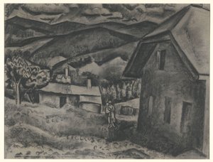 Krajina s ženou s dítětem před domem od Leo Gestel (signed by artist)